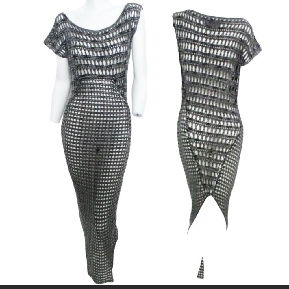 AllSaints crochet asymmetrical dress, with matching slip dress ( cotton)